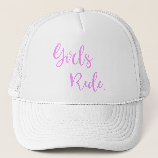 Casquette Filles Règle Texte rose Inspirationnel Blanc (Devant)