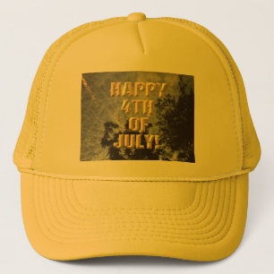 Casquette Fireworks 19 4 juillet chapeau de camionneur jaune