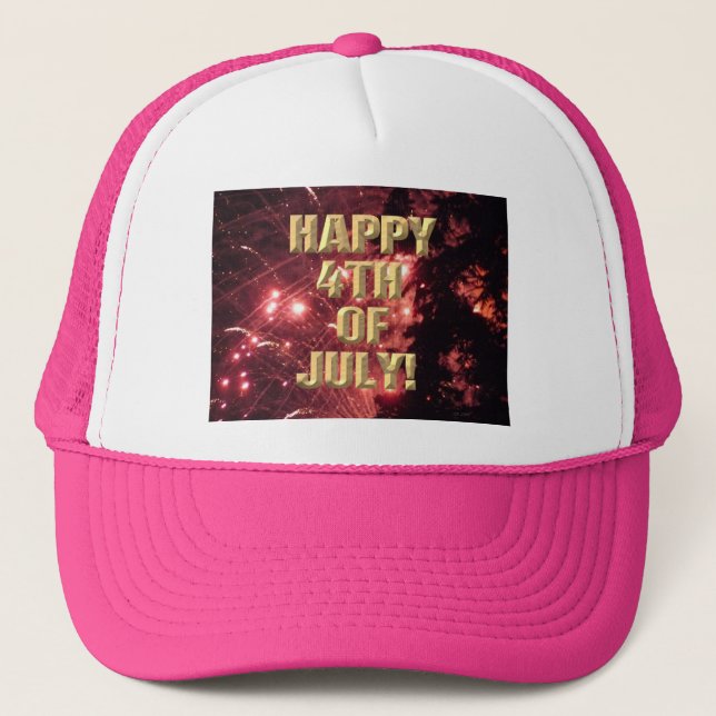 Casquette Fireworks 3 4 juillet chapeau de camionneur rose c (Devant)
