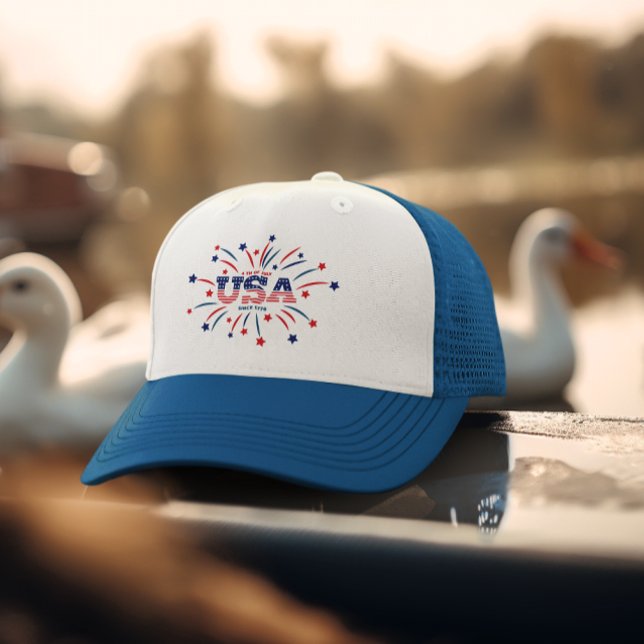 Casquette Fireworks USA Patriotique Rouge Blanc Bleu (Créateur téléchargé)