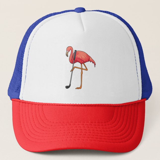 Casquette Flamant rose à Golf avec Golf Club (Devant)