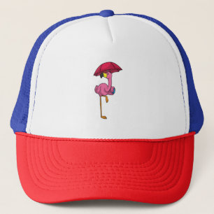 Casquette Flamant rose à la pluie avec parapluie
