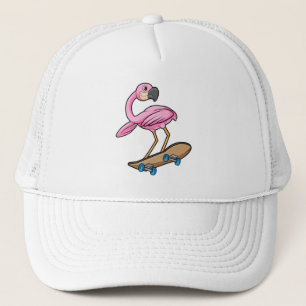 Casquette Flamant rose comme Patineur avec Skateboard
