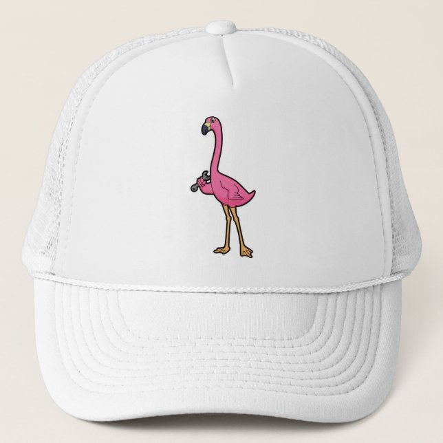Casquette Flamant rose mécanique avec clé (Devant)