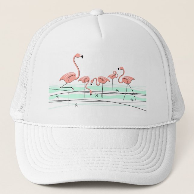 Casquette Flamant rose Ocean groupe camionneur chapeau (Devant)