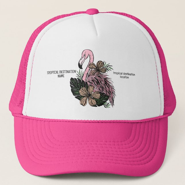 Casquette Flamant rose rose texte personnalisé (Devant)