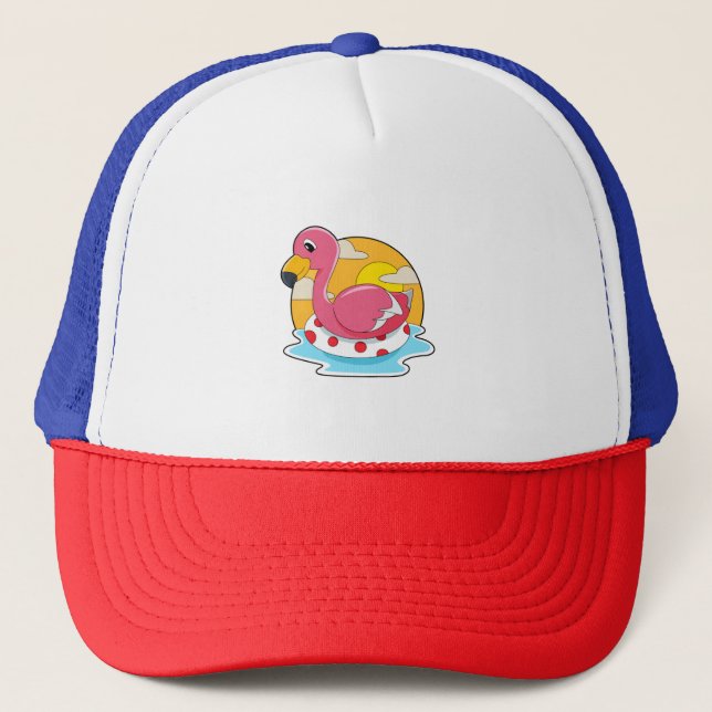 Casquette Flamingo at Swimming with Lifebuoy (Devant)