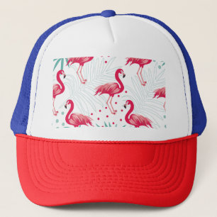 Casquette Flamingo tropical et feuille, motif d'été.
