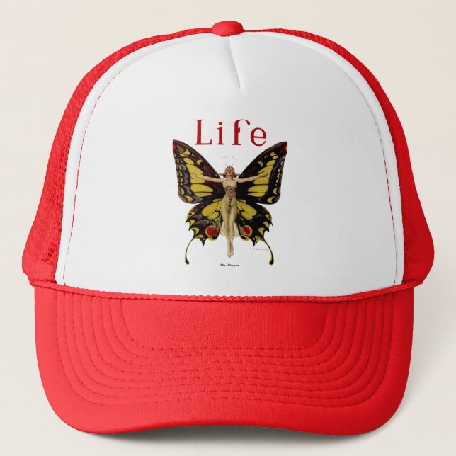 Casquette Flapper Butterfly Flying Woman Illustration (Devant)