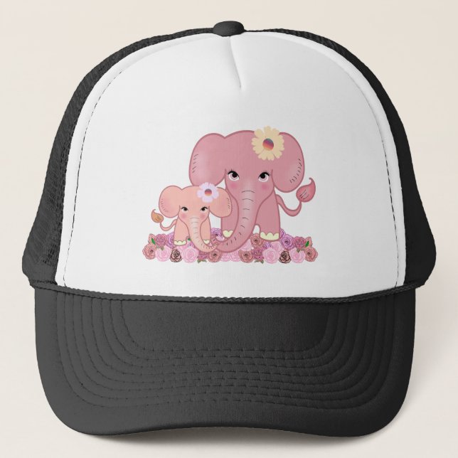 Casquette Fleur d'animal fille de la famille des éléphants r (Devant)