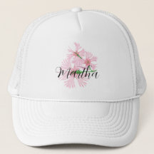 Fleur d'aquarelle rose doux avec le nom Trucker Ha