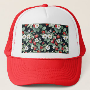 Casquette Fleur de fraise sur le noir