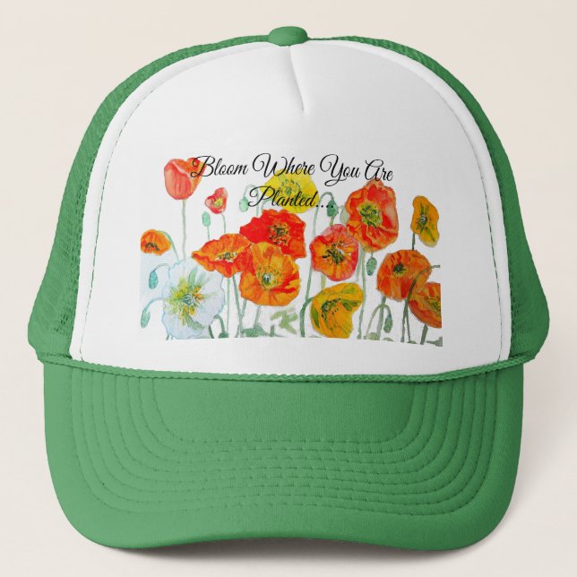 Casquette Fleur De Pavot Rouge Orange Où Vous Êtes Plantée (Devant)