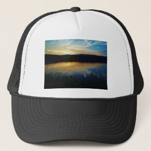 Casquette Fleur sauvage, coucher de soleil bleu
