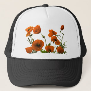 Casquette Fleurs de pavot orange Aquarelle Motifs floraux