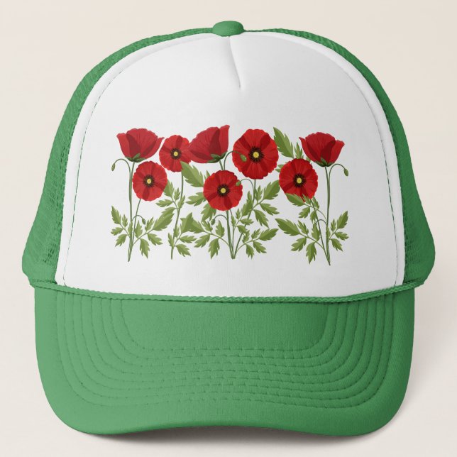 Casquette Fleurs d'été joyeuses floraison de pavot (Devant)