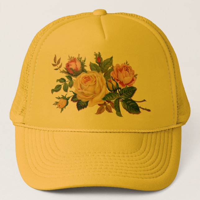 Casquette fleurs, roses (Devant)