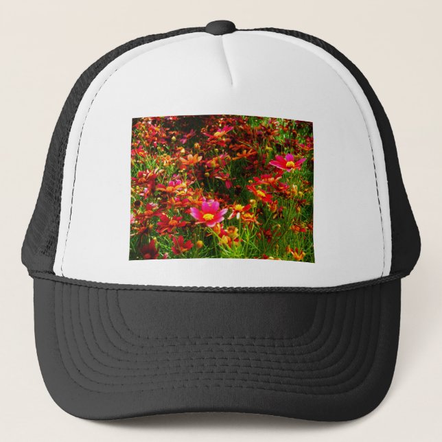 Casquette Fleurs sauvages rose et jaune pâle (Devant)