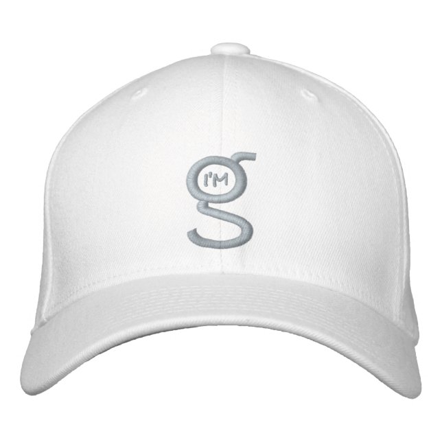 Casquette Flex Blanc avec logo Lt-Blue brodé (Devant)