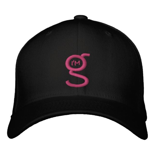 Casquette Flex noir avec logo brodé rose (Devant)