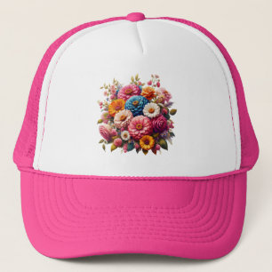 Casquette Floral coloré/Zinnia printanière/Rose