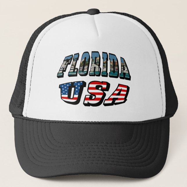 Casquette Floride Photo et USA Flag Text (Devant)