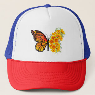 Casquette Flower Butterfly with Yellow California Poppy