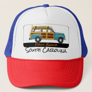 Casquette Folly Beach, South Carolina Surf Woody Trucker Hat