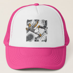 Casquette Footballeur donnant un coup de pied la boule