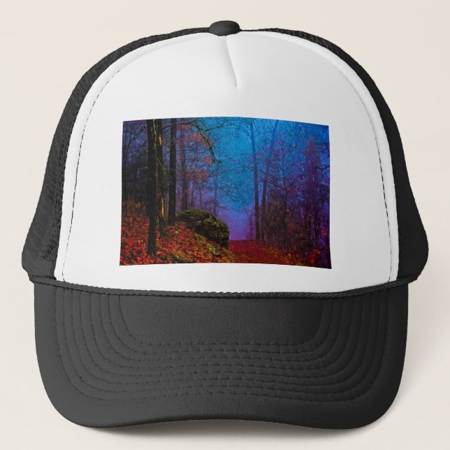Casquette Forêt peinte automne pourpre brouillard (Devant)