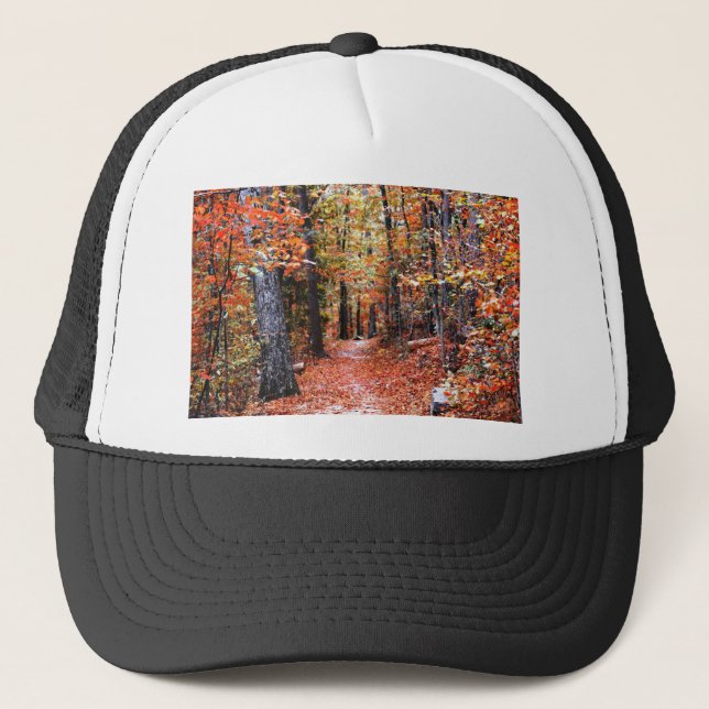 Casquette Forêt peinte sentier d'automne Cadeaux d'aquarelle (Devant)