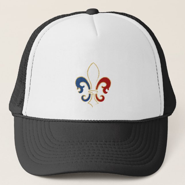 Casquette Français Flag Fleur de Lis avec de l'or (Devant)