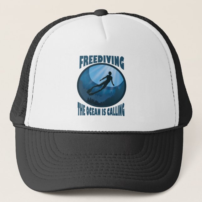 Casquette Freediving - L'Océan Appelle Le Plongeur Sous-Mari (Devant)
