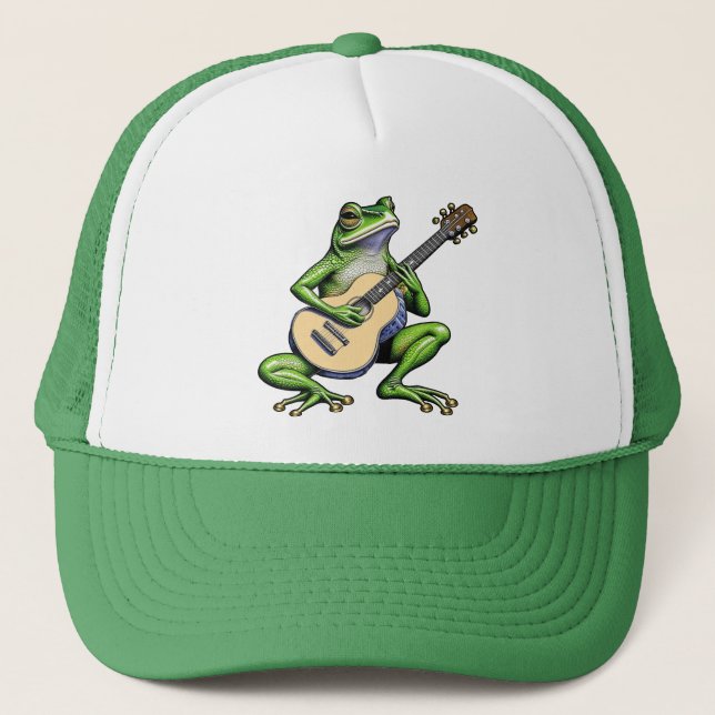 Casquette Frog drôle Jouer de la guitare (Devant)