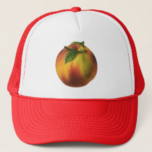Casquette Fruit vintage, Pêche biologique mûre à la feuille