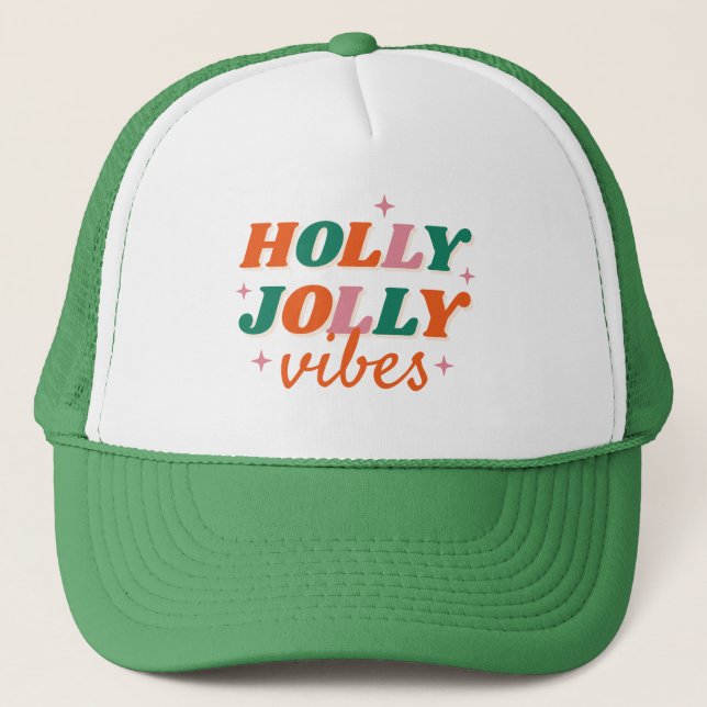Casquette Fun Holly Jolly Vibes Design de Noël (Devant)