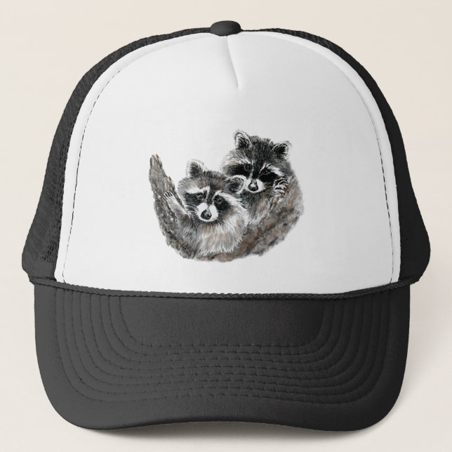 Casquette Fun Raccoon Amis Animal Watercolor Faune (Devant)