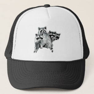 Casquette Fun Raccoon amis Famille Animal Aquarelle