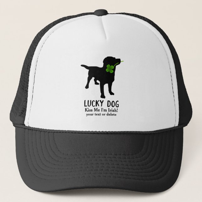 Casquette Funny Irish St. Patrick's Day Black Lab Lucky Dog (Devant)