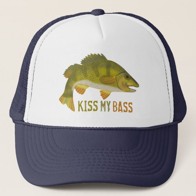 Casquette Funny Kiss My Bass Fish Fishing Angler Humour (Devant)