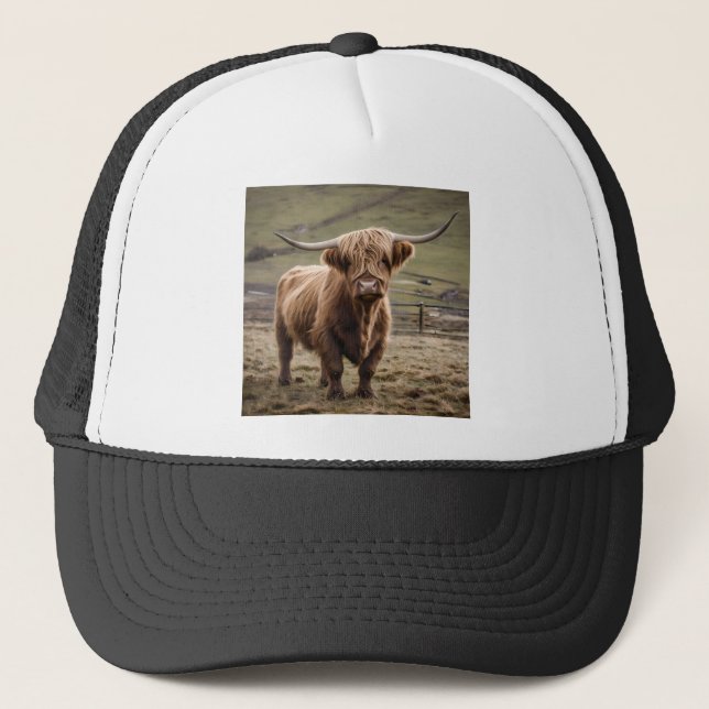 Casquette **"Furry Majesty : The Woolly Brown Highland Cow"* (Devant)