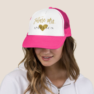 Casquette Futur Mme Faux Gold Foil et rose avec coeur