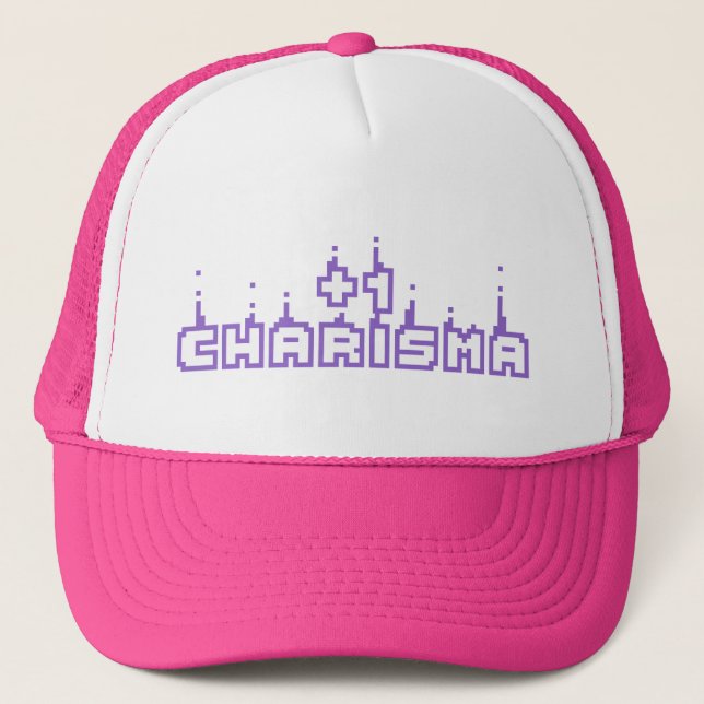 Casquette Gamer Charisma Stat mignon violet Pixel Art Slogan (Devant)