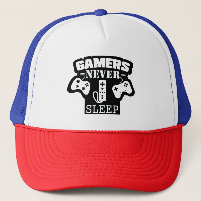 Casquette Gamer Never Sleep - Funny Gaming T-Shirt pour True (Devant)