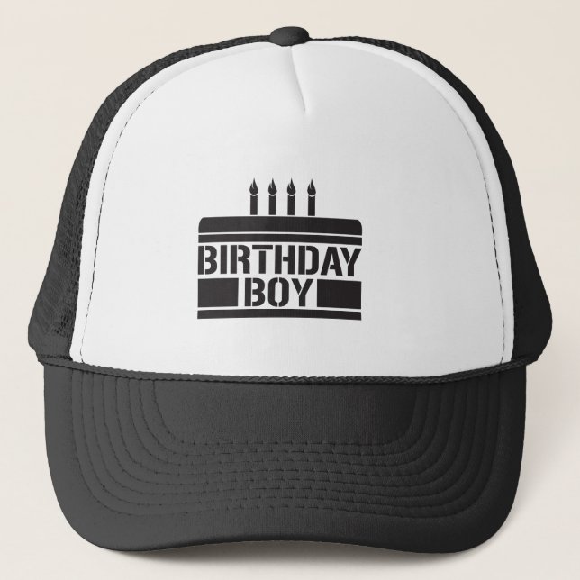 Casquette Garçon d'anniversaire avec le gâteau (Devant)