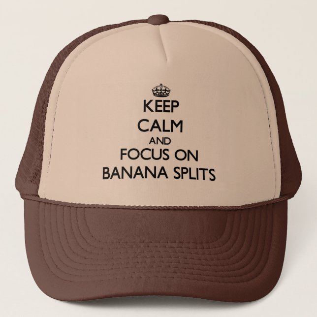 Casquette Gardez le calme et le foyer sur des banana splits (Devant)