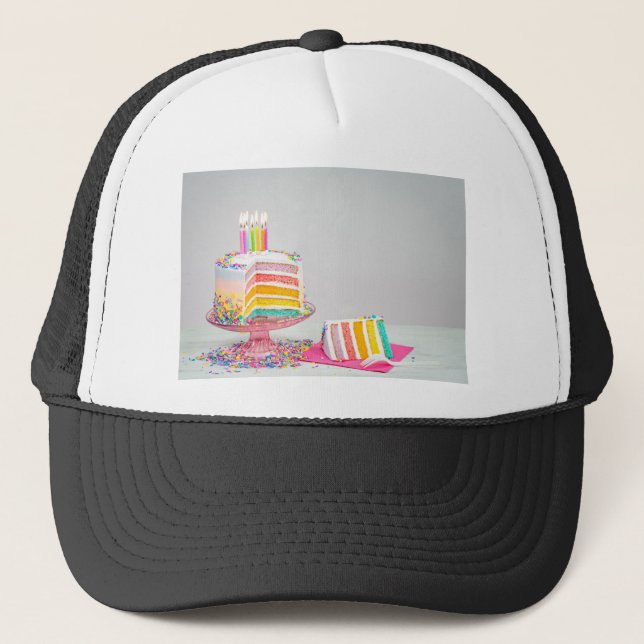 Casquette gâteau d'anniversaire arc-en-ciel (Devant)