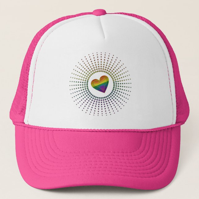 Casquette Gay LGBTQ Pride Mois Amour Coeur arc-en-ciel Point (Devant)
