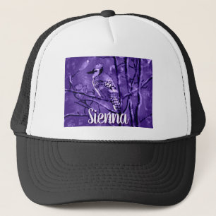 Casquette Geai bleu oiseau violet art abstrait personnalisé