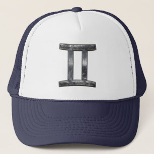 Casquette Gemini Zodiac Symbol in Grunge Distressed Style